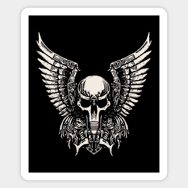 Winged Robo-Skull Magnet by Blindsight Visions Art